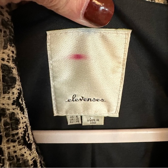 Anthropologie Elevenses Womens Textured Tweed Moto Jacket Zip Front Cotton Blend - Picture 5 of 9